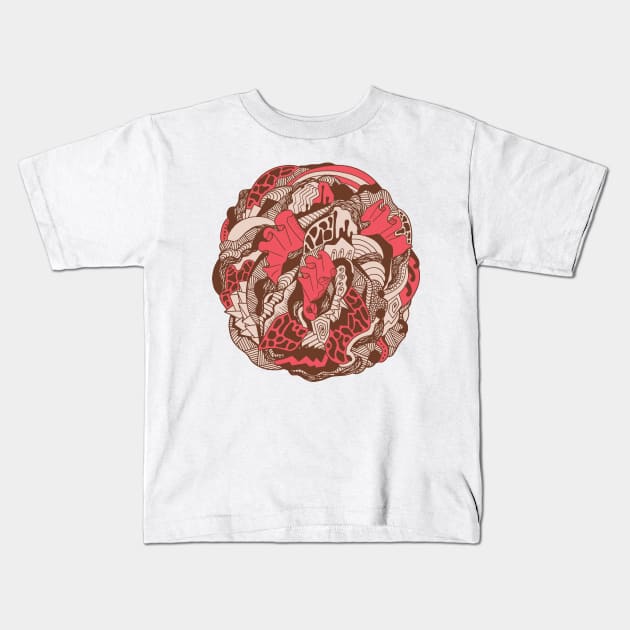 Abstract Wave of Thoughts No 1 - Pink and Tan Kids T-Shirt by kenallouis